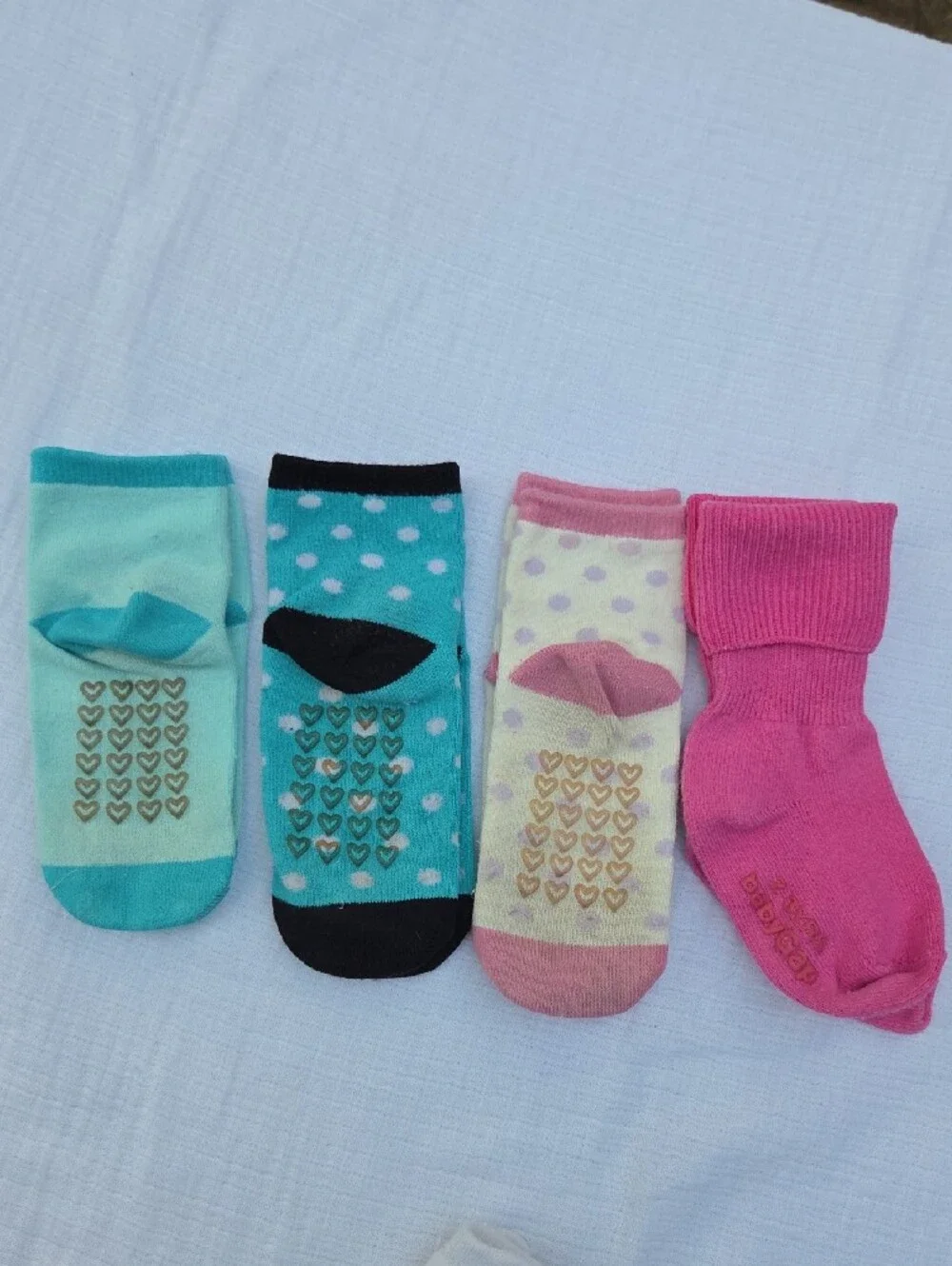 Toddler Girls 8 Pairs Non-Slip Cotton Socks - Assorted Pink, Mint, White, Gray